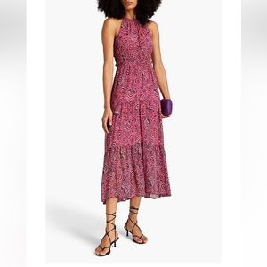 A.L.C. Elara Silk Midi Dress Magenta Floral Print Size 0